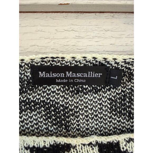 Maison Mascallier Leopard Print Cropped Sweater Size Large Black Cream Knit Top - Picture 3 of 6